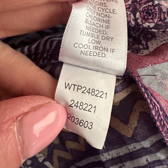 Pure Jill Patchwork Top Womens XL Purple Organic Cotton Boxy Boho Lightweight - Picture 4 of 10